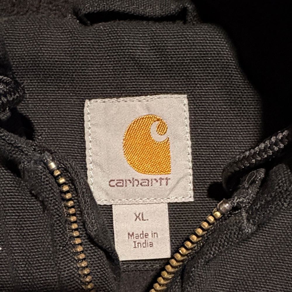 Carhartt black Zip-Up Hooded fleece lined vest. Vintage!